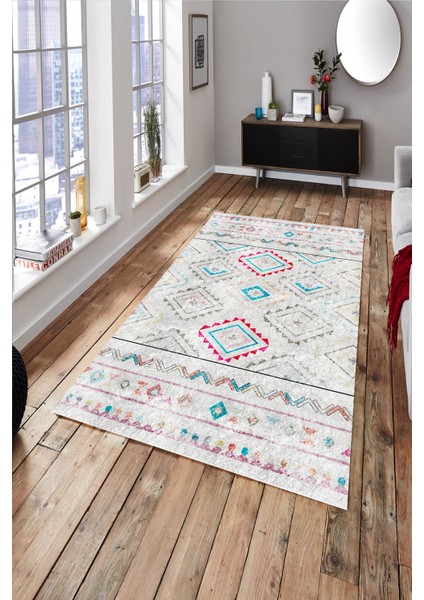 Woolly Eskitme Kilim Desenli Peru Stili Makinada Yıkanabilir Halı - ES505