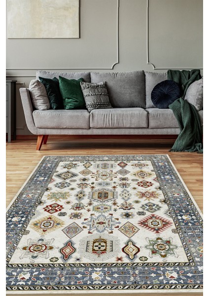 Woolly Kilim Desenli Halı (Makinada Yıkanabilir Kaymaz Dot Taban) - ES1211