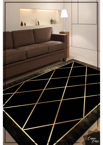 Woolly Gold Çapraz Çizgili Halı (Makinada Yıkanabilir Kaymaz Dod Taban) - ES1020
