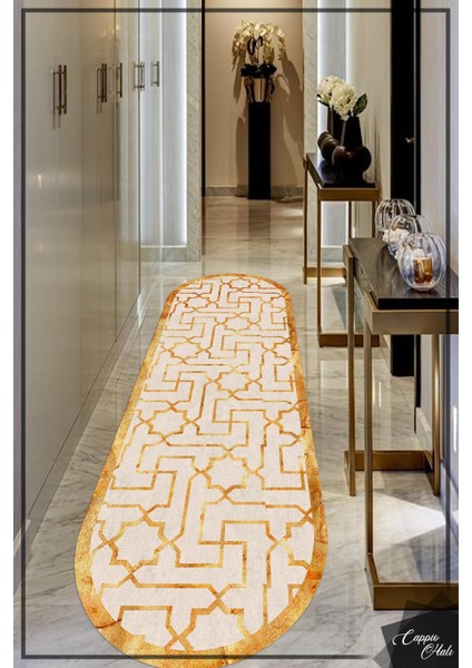 Esta Gold Karışık Desenli Oval Halı (Makinada Yıkanabilir Kaymaz Dod Taban) - ES1029