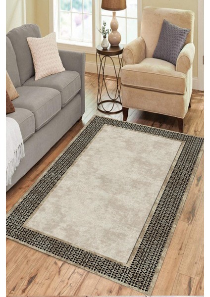Esta Etnik Desenli Krem Halı (Makinada Yıkanabilir Kaymaz Dot Taban) - ES1144