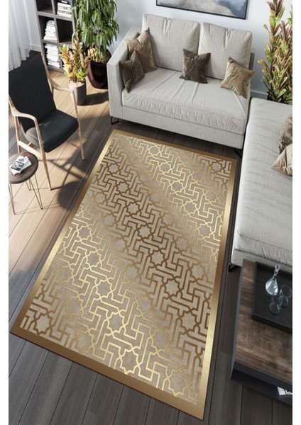 Esta Gold Geçişli Modern Halı (Makinada Yıkanabilir Kaymaz Dot Taban) - ES1149