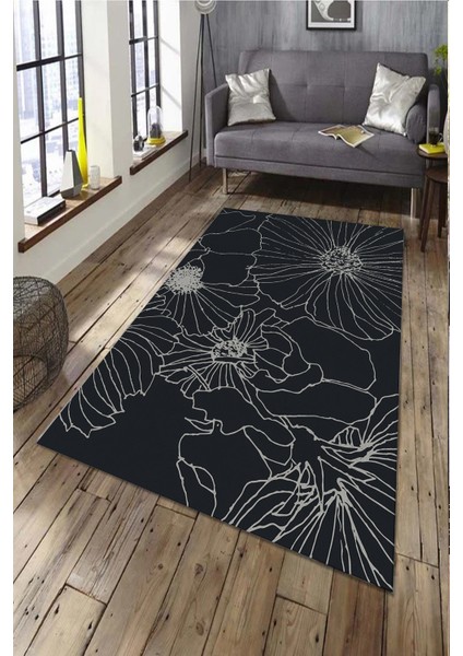 Esta Minimalist Çiçek Desenli Halı (Makinada Yıkanabilir Kaymaz Dod Taban) - ES550