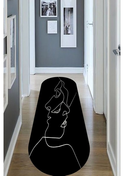 Esta Minimalist Çizim Oval Halı (Makinada Yıkanabilir Kaymaz Dod Taban) - ES575