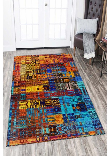 Esta Renkli Kilim Desenli Halı (Makinada Yıkanabilir Kaymaz Dot Taban) - ES1312