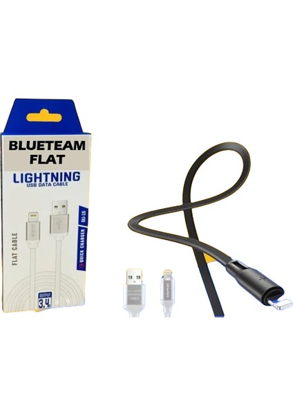 3.4 Amper Apple Iphone Ios Hızlı Şarj ve Data Kablosu Lightning Flat Kablo