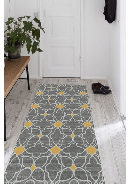 Woolly Sarı Motifli Halı (Makinada Yıkanabilir Kaymaz Dod Taban) - ES573