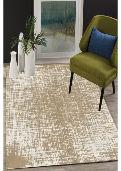 Woolly Kahverengi Desenli Makinada Yıkanabilen Halı - 021