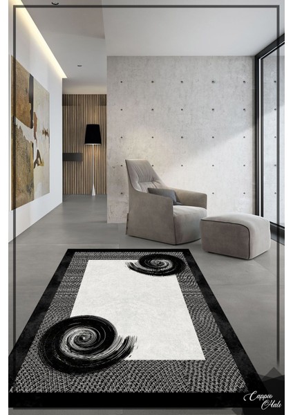 Woolly Piyer Girdap Desenli Halı (Makinada Yıkanabilir Kaymaz Dod Taban) - ES1047