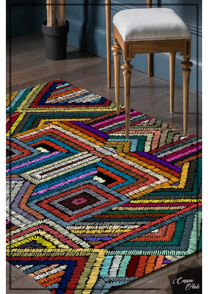 Woolly Rengarenk Desenli Halı (Makinada Yıkanabilir) - ES374