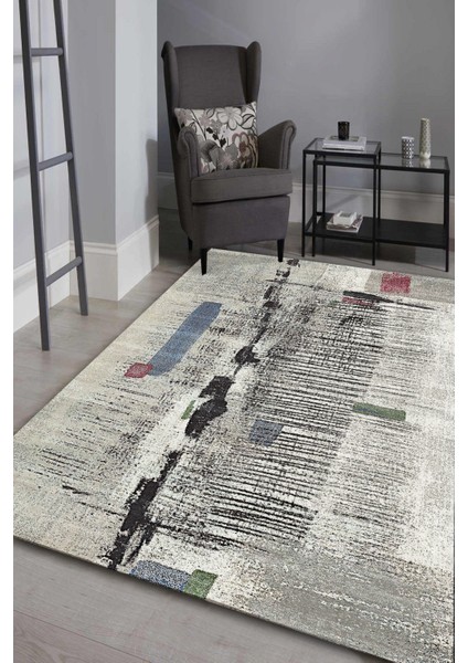Woolly Modern Tuval Desenli Halı (Makinada Yıkanabilir Kaymaz Dot Taban) - ES1194