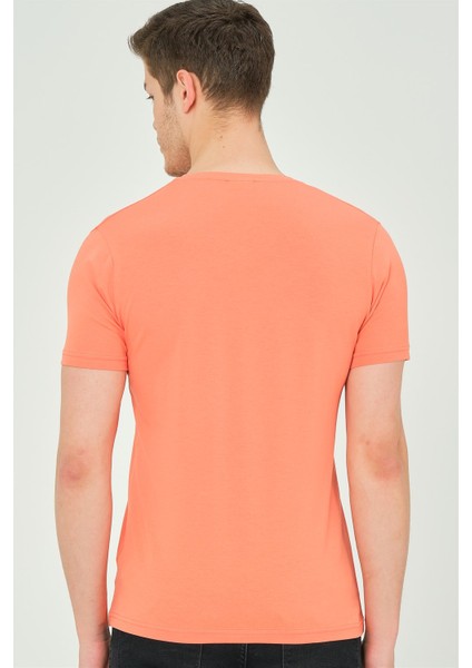 T8568 Dewberry V Yaka Erkek T-Shirt-Turuncu modelleri
