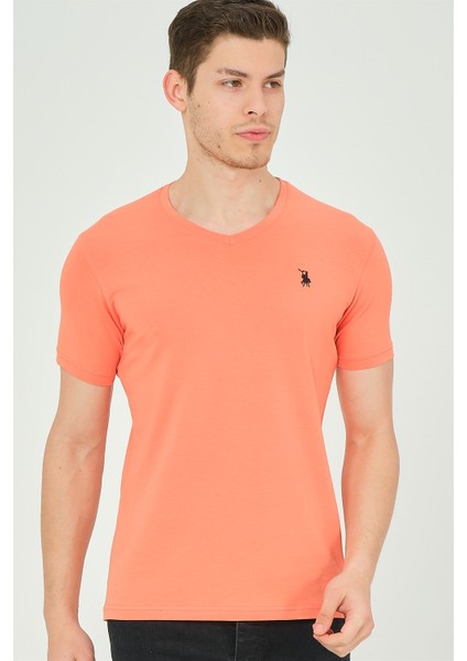T8568 Dewberry V Yaka Erkek T-Shirt-Turuncu fırsatları