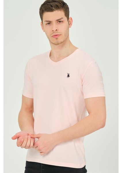 T8568 Dewberry V Yaka Erkek T-Shirt-Pembe fırsatları