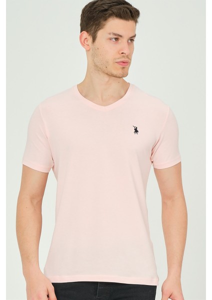 T8568 Dewberry V Yaka Erkek T-Shirt-Pembe indirimleri