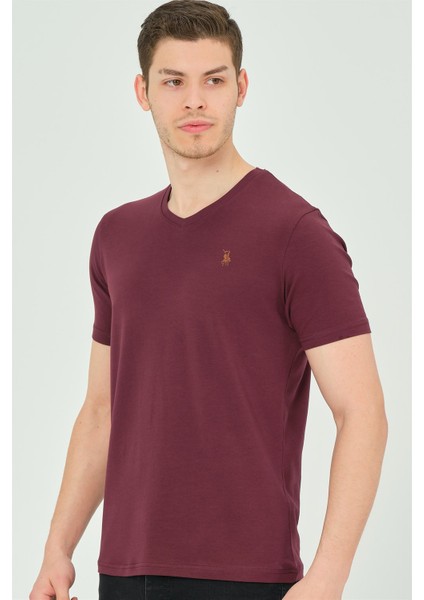 T8568 Dewberry V Yaka Erkek T-Shirt-Mor fırsatları