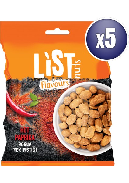 List Flavours Hot Paprika Soslu Yer Fıstığı 5 x 150 G