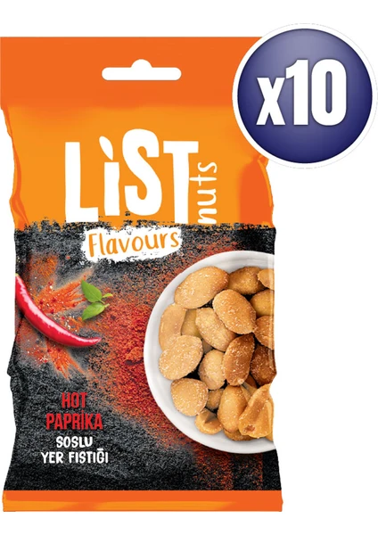 List Flavours Hot Paprika Soslu Yer Fıstığı 10 x 30 G