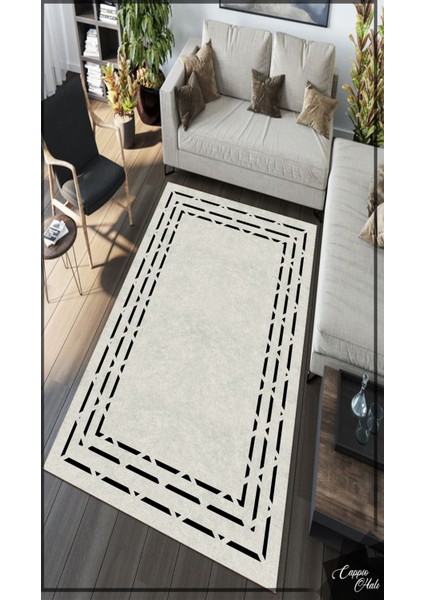 Esta Zigzag Şerit Desenli Halı (Makinada Yıkanabilir Kaymaz Dot TABAN)-ES1104