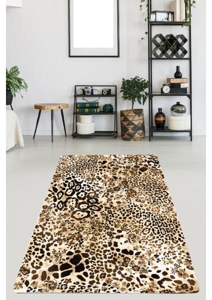 Esta Leopar Desenli Makinada Yıkanabilir Halı - Es411