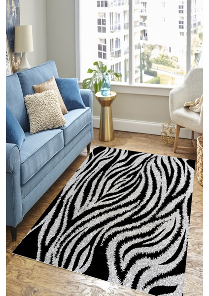 Esta Simli Zebra Desenli Halı (Makinada Yıkanabilir) - Hp21