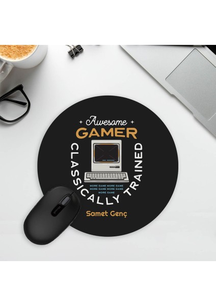 Bilgisayar Oyuncularına Isme Özel Oval Mousepad