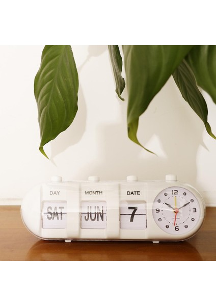 Modern Retro Dijital Manuel Çevirme Standı Metal Masa Saati Beyaz (Yurt Dışından) fiyatları