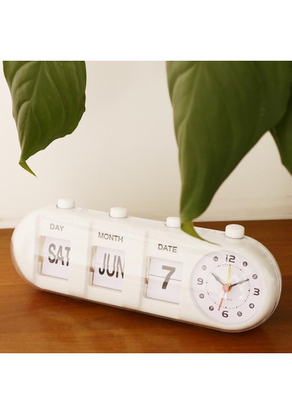 Modern Retro Dijital Manuel Çevirme Standı Metal Masa Saati Beyaz (Yurt Dışından) modelleri