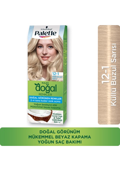 Schwarzkopf Palette Kalıcı Doğal Renkler 12-1 Küllü Buzul Sarısı Saç Boyası