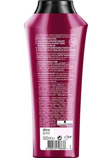 Color Perfector Renk Koruyucu Şampuan - Hyaluron İksiri ve Kızılcık Özü ile 500 ml