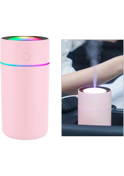 Nemlendirici Difüzör Araba Ev Aroma Hava Temizleyici Renkli Işık 320 ml Pembe (Yurt Dışından)