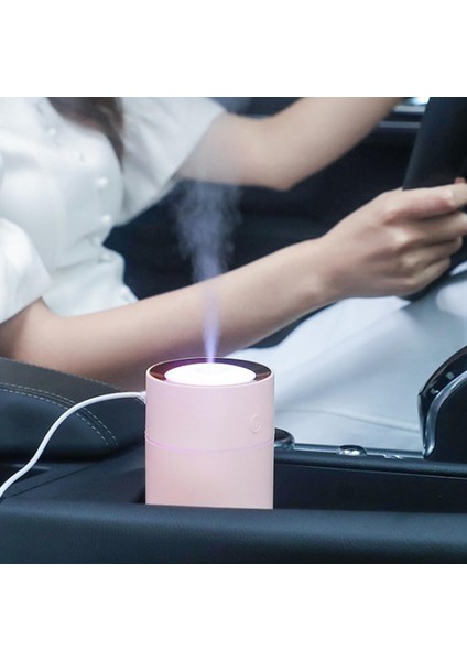 Nemlendirici Difüzör Araba Ev Aroma Hava Temizleyici Renkli Işık 320 ml Pembe (Yurt Dışından)