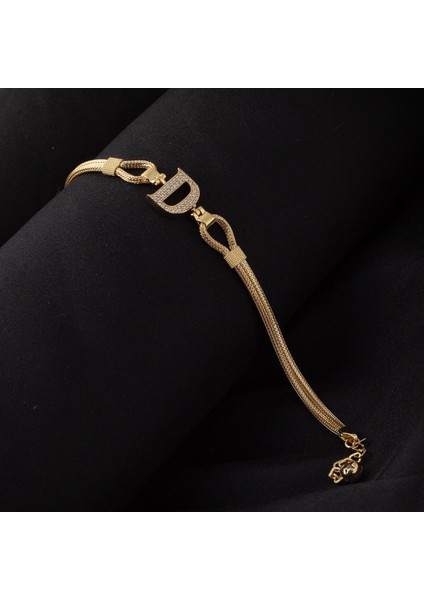 D Harfi Örgü Zincir Altın Bileklik fırsatları