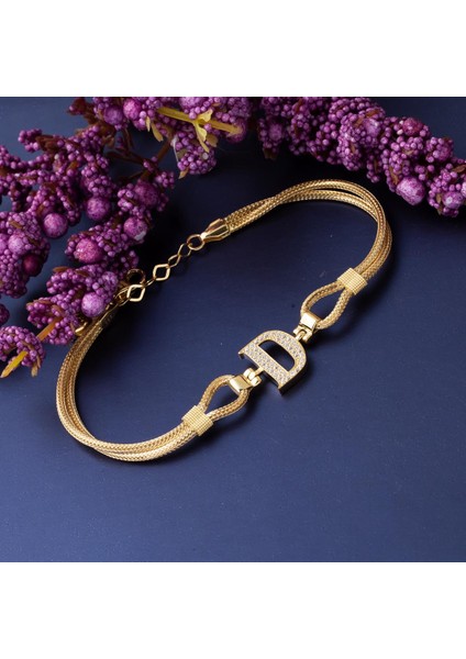 D Harfi Örgü Zincir Altın Bileklik indirimleri