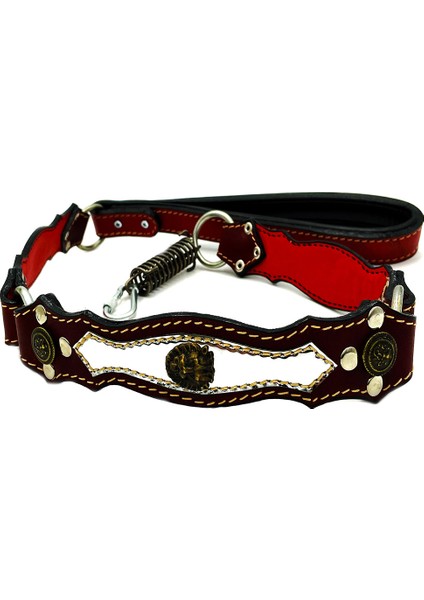 Aslan Başlı Deri Köpek Gezdirme Tasması Kırmızı 120 cm fiyatları