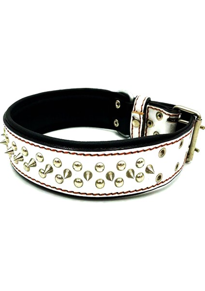 Zımbalı Deri Köpek Tasması Beyaz 53-66 cm fiyatları