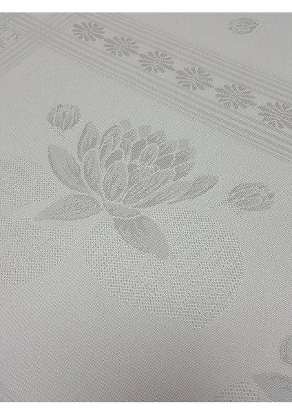 Nilüfer Lüx Jakar Kumaş Gri Masa Örtüsü Dikdörtgen 160x320 cm - 1090