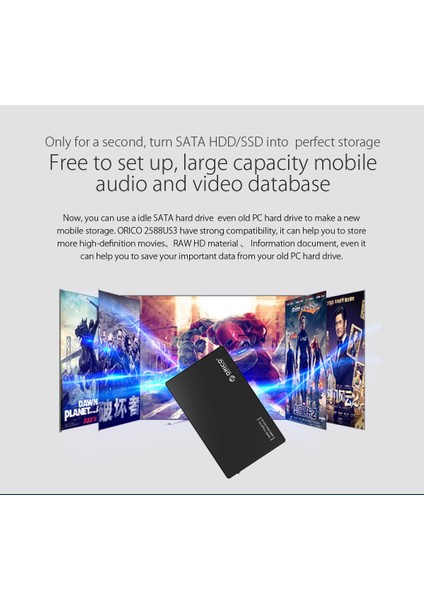 Orıco 2588US3-BK USB 3.0 Harici Hard Disk Kutusu, Uasp Destekli, Siyah