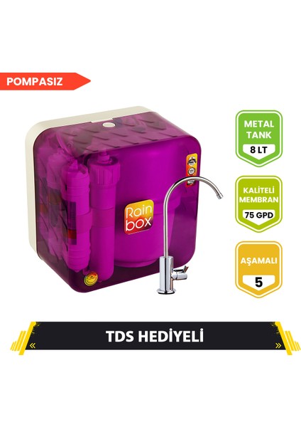 5 Aşamalı Rainbox Su Arıtma Cihazı (Mor) + Tds Hediyeli fiyatları