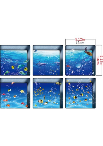 6'lı 13X13 cm 3D Etkisi Anti Kayma Su Geçirmez Küvet Sticker Balıklar (Yurt Dışından) fiyatları