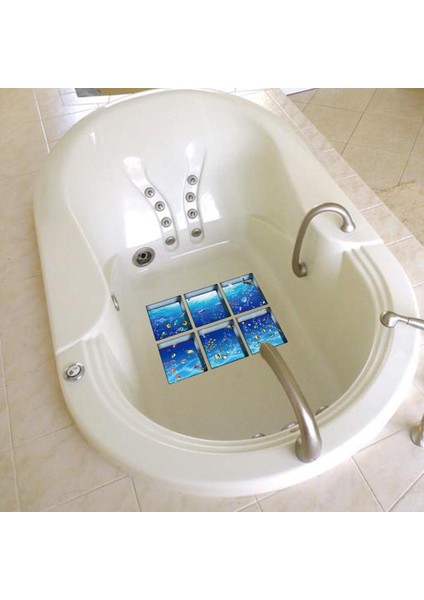 6'lı 13X13 cm 3D Etkisi Anti Kayma Su Geçirmez Küvet Sticker Balıklar (Yurt Dışından) modelleri