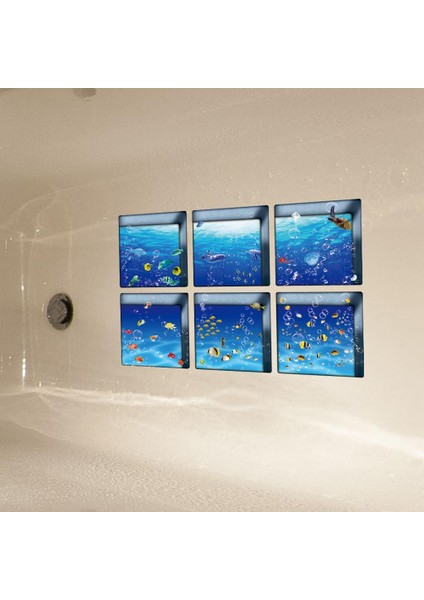 6'lı 13X13 cm 3D Etkisi Anti Kayma Su Geçirmez Küvet Sticker Balıklar (Yurt Dışından) fırsatları
