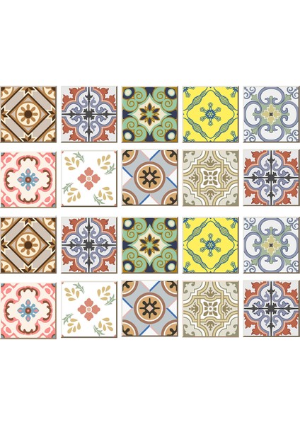 20'li Mozaik Duvar Fayans Çıkartmalar Mutfak Banyo Çıkartması Su Geçirmez B 15X15 cm (Yurt Dışından) fiyatları