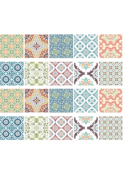 Blesiya 20'li Su Geçirmez Mozaik Çini Sticker Duvar Çıkartması Dıy Dekor # 3 10X10 cm (Yurt Dışından)