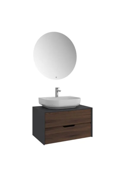 Zero 2.0 80CM Set Banyo Dolabı Antrasıt/cevız