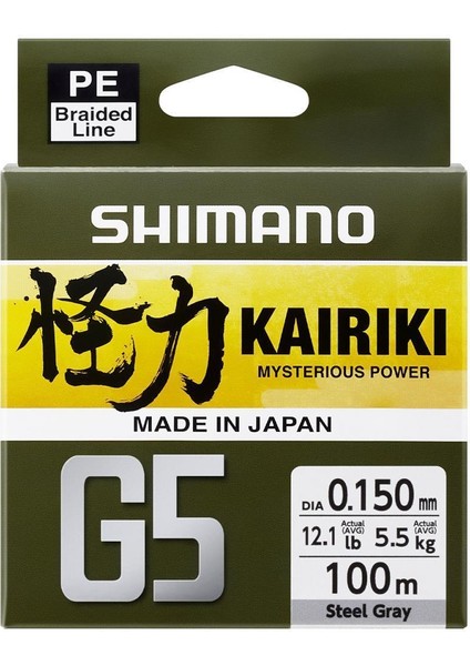 Line Kairiki G5 150MT 0.20 Ip Misina (Steel Gray)