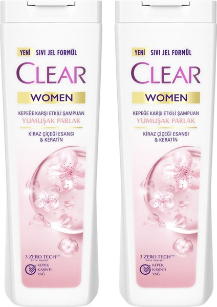 Women Kepeğe Karşı Etkili Şampuan Yumuşak Parlak Kiraz Çiçeği Esansı & Keratin 325 ml X2 Adet