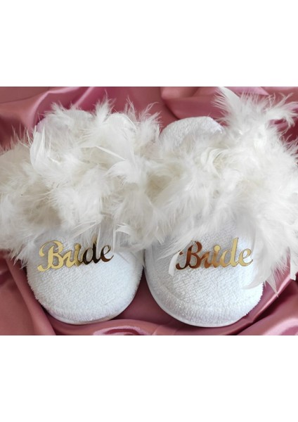 Gold Yazılı Bride Gelin Terliği