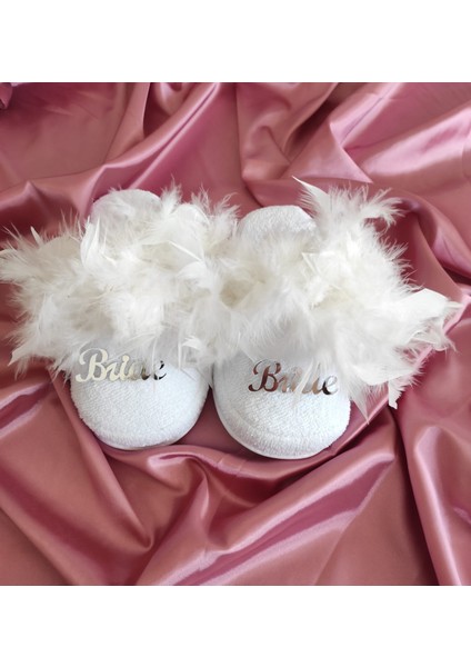 Gümüş Yazılı Bride Gelin Terliği