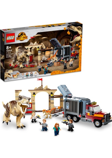 ® Jurassic World# T. rex ve Atrociraptor Dinozor Kaçışı 76948 - 8 Yaş ve Üzeri Çocuklar için Oyuncak Yapım Seti (466 Parça)